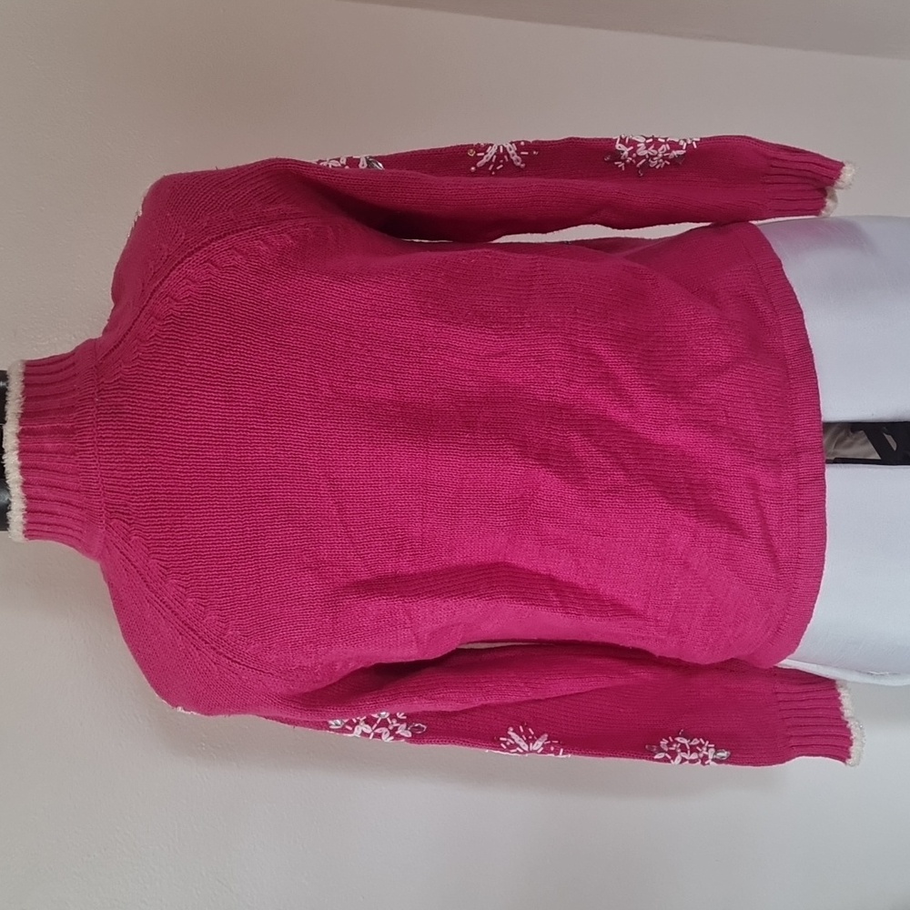 Christmas Ugly Pink Snowman Embellished Sweater Medium - Picture 12 of 14